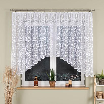Firanka żakardowa gotowa na żabki LEOKADIA 350x135 biała