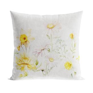 Poszewka dekoracyjna WIOSENNA POLANA 40x40 welwetowa biała żółta kwiaty