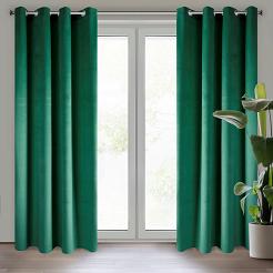 Zasłona gotowa na przelotkach MELANIE 140x250 Eurofirany butelkowy zielony