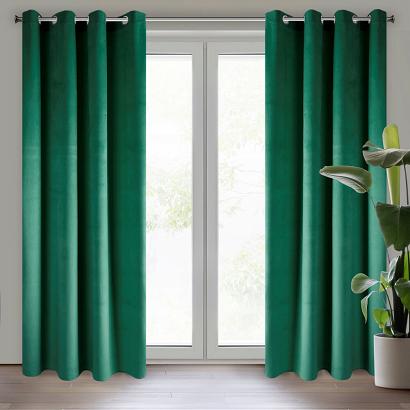 Zasłona gotowa na przelotkach MELANIE 140x250 Eurofirany butelkowy zielony
