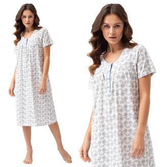 Koszula damska LUNA kod 82 kremowa niebieska kwiaty paisley