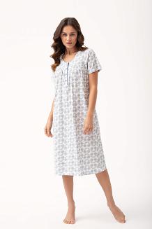 Koszula damska LUNA kod 82 kremowa niebieska kwiaty paisley