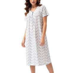 Koszula damska LUNA kod 82 kremowa niebieska kwiaty paisley