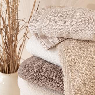 Ręcznik bawełniany LEON 70x140 strukturalne frotte jasnobeżowy
