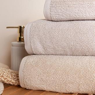 Ręcznik bawełniany LEON 70x140 strukturalne frotte jasnobeżowy