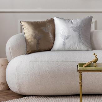 Poszewka dekoracyjna BLINK 45x45 Eurofirany biała srebrne kolibry