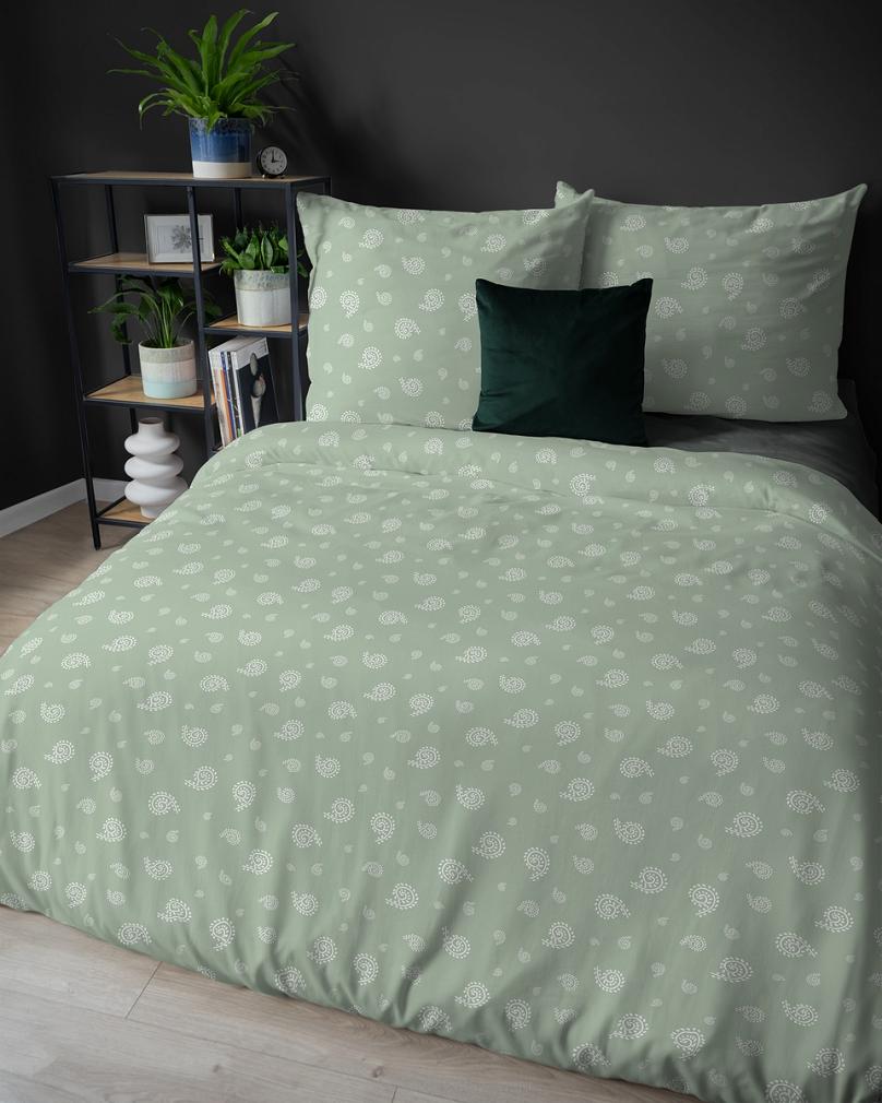 Pościel flanelowa 220x200 szałwiowa drobny paisley