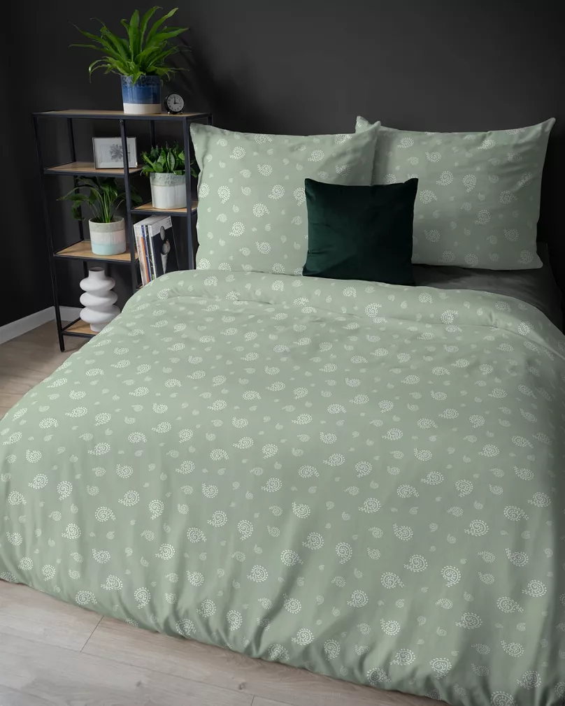 Pościel flanelowa 220x200 szałwiowa drobny paisley