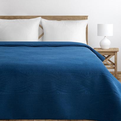 Narzuta dekoracyjna VELVET2 170x210 granatowa pikowana w fantazyjny geometryczny wzór