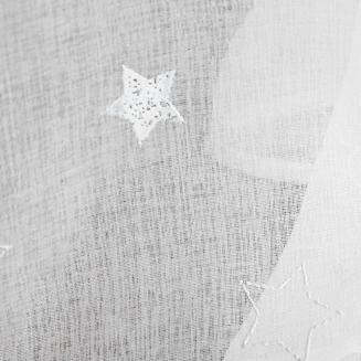 Firana gotowa na taśmie GALAXY 140x270 biała w gwiazdki świecąca w ciemności