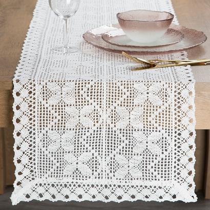 Obrus dekoracyjny ażurowy MARTHA 40x180 Eurofirany biały