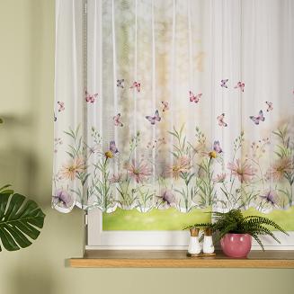 Firanka żakardowa na szelkach ŁĄKA Z MOTYLAMI 240x140 wielokolorowa