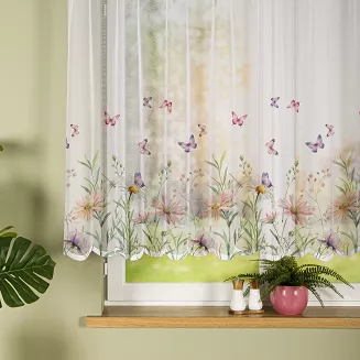 Firanka żakardowa na szelkach ŁĄKA Z MOTYLAMI 240x140 wielokolorowa
