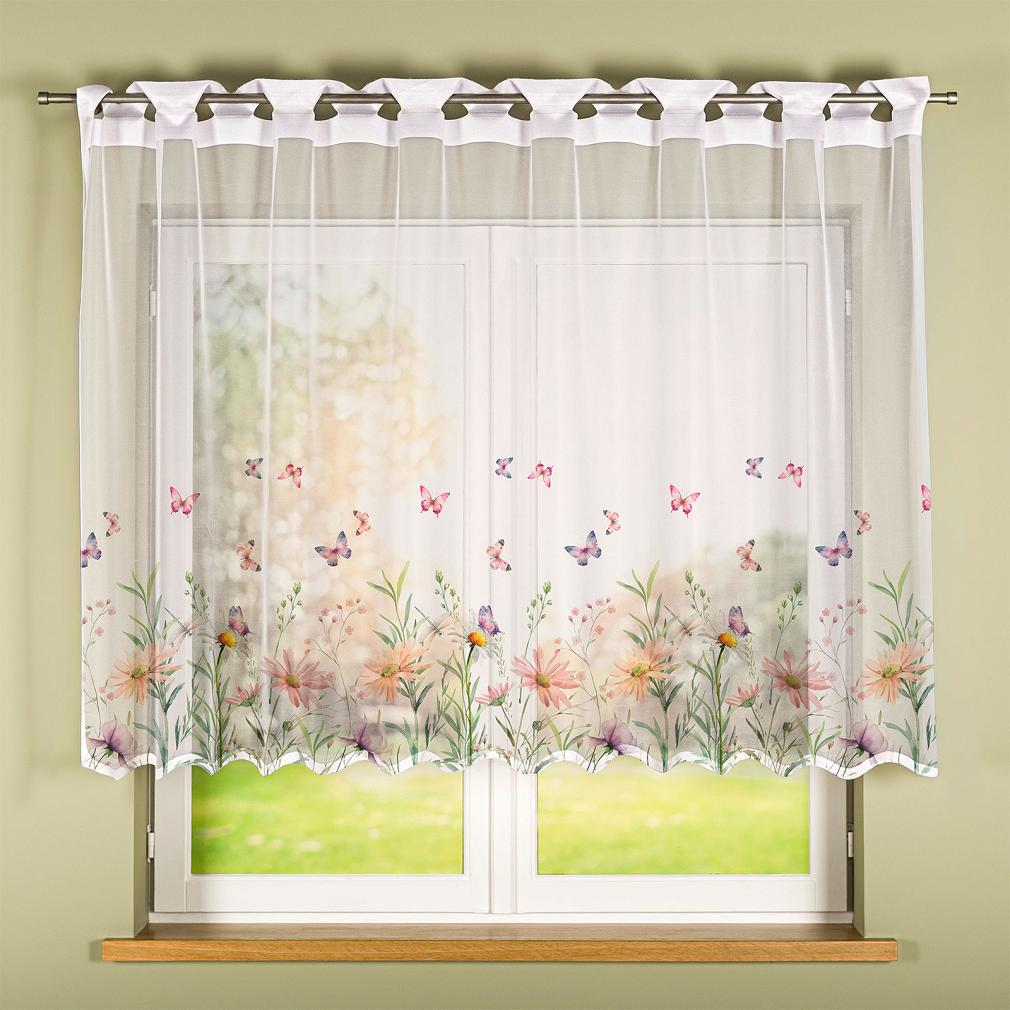 Firanka żakardowa na szelkach ŁĄKA Z MOTYLAMI 240x140 wielokolorowa