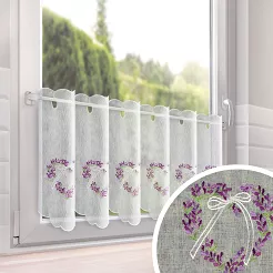 Zazdrostka gotowa na oczkach szelkach LAVENDER 145x40 biała lawendowe serduszka