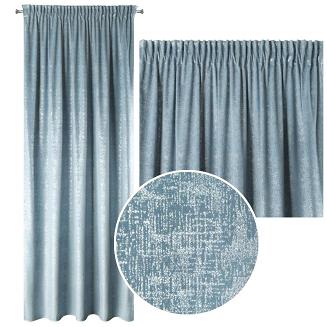 Zasłona gotowa na taśmie CYPR 140x270 Design91 niebieska + srebrna
