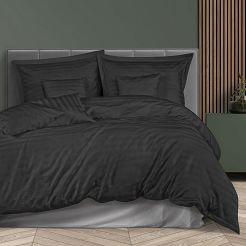 Pościel satyna bambusowo-bawełniana STRIPE BLACK 180x200 Darymex jednokolorowa czarna