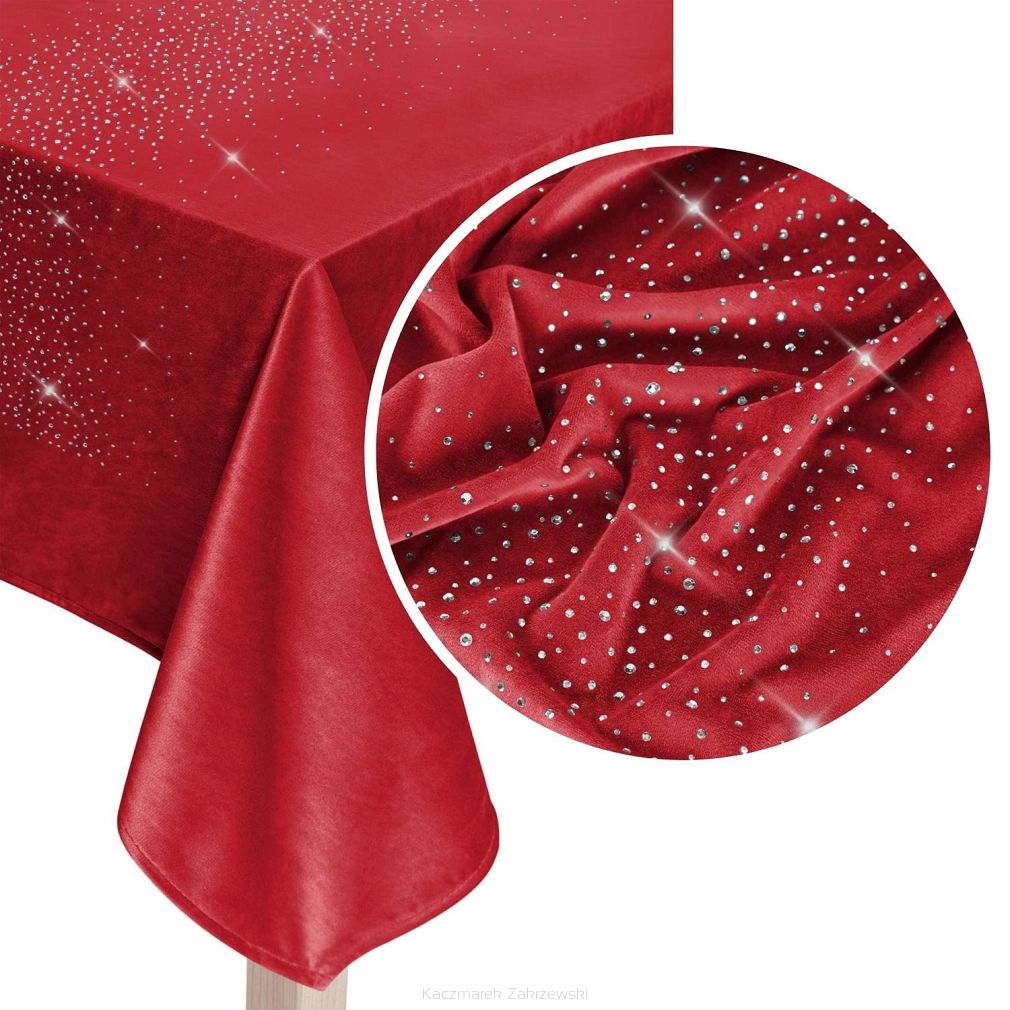 Bieżnik dekoracyjny SHINY 60x120 welurowy czerwony z kryształkamic
