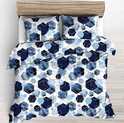 Pościel z kory 140x200 granatowa biała geometria