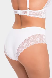 Figi damskie ze średnim stanem midi z koronką kod 194/1 białe