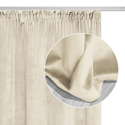 Zasłona gotowa na taśmie VELVET SOFT 140x300 welurowa kremowa
