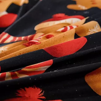 Pościel świąteczna 220x200 czarna wesołe pierniki i laski cukrowe