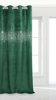 Butelkowa Zieleń Zasłona Welurowa Z Kryształkami 140x250 Shiny