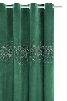 Butelkowa Zieleń Zasłona Welurowa Z Kryształkami 140x250 Shiny