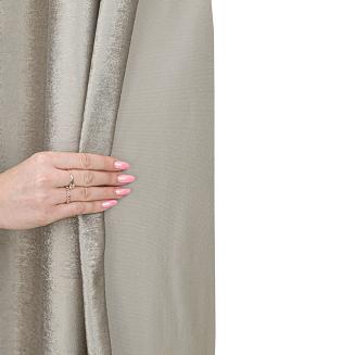 Zasłona gotowa na przelotkach ELEONORA 140x250 szarobeżowa ze złotym nadrukiem