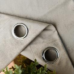 Zasłona gotowa na przelotkach ELEONORA 140x250 szarobeżowa ze złotym nadrukiem