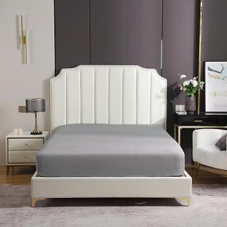 Prześcieradło satyna bawełniana z gumką 120x200 SIN szare