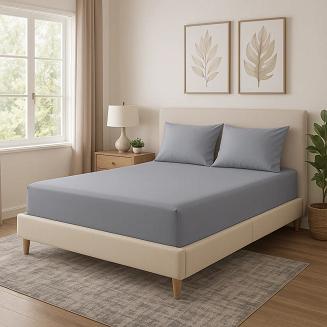 Prześcieradło satyna bawełniana z gumką 120x200 SIN szare