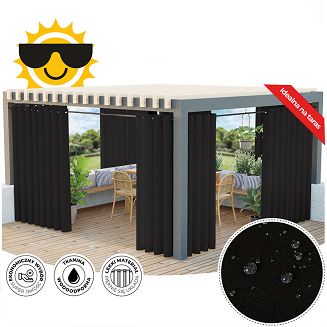 Zasłona gotowa na przelotkach GARDENIA 140x200 wodoodporna ogrodowa czarna