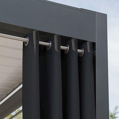 Zasłona gotowa na przelotkach GARDENIA 140x200 wodoodporna ogrodowa czarna