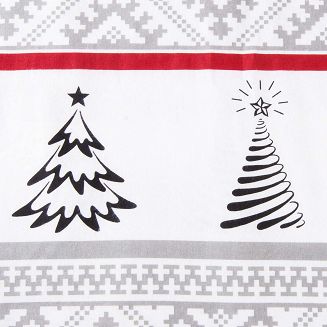 Pościel flanelowa FLANELOVE 140x200 świąteczny wzór chatki i choinek na białym tle