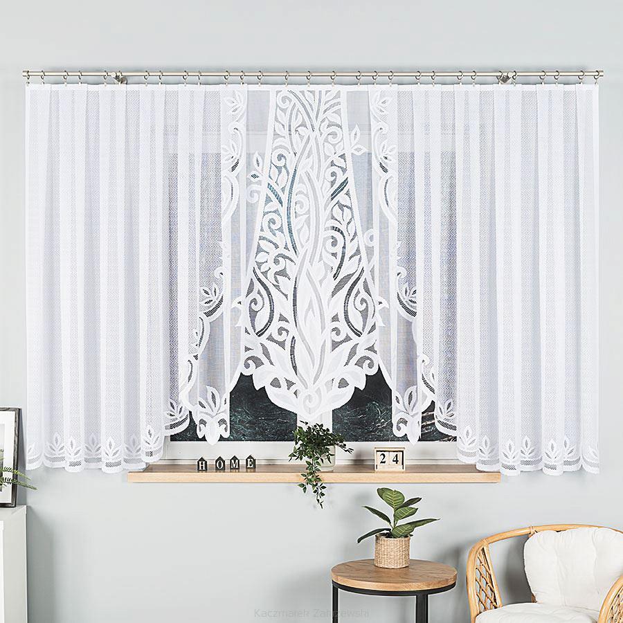 Firanka żakardowa gotowa na żabki POLA 500x160 biała