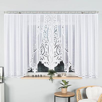 Firanka żakardowa gotowa na żabki POLA 500x160 biała