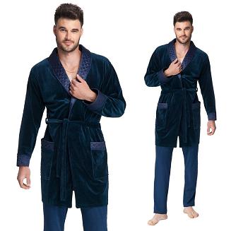 Szlafrok Męski Bonżurka LUNA kod 425 granatowy
