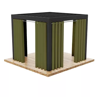 Zasłona gotowa na przelotkach GARDENIA 140x180 wodoodporna ogrodowa ciemny szarozielony