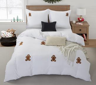 Biała świąteczna pościel w pierniczki ciasteczka 160x200 CUTY GINGERBREAD