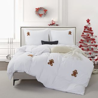 Biała świąteczna pościel w pierniczki ciasteczka 160x200 CUTY GINGERBREAD