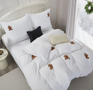 Biała świąteczna pościel w pierniczki ciasteczka 160x200 CUTY GINGERBREAD