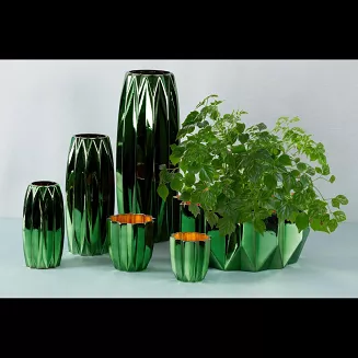 Świecznik dekoracyjny NEGRO 10x10 Eurofirany zielony miedziany szklany