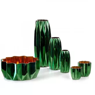 Świecznik dekoracyjny NEGRO 10x10 Eurofirany zielony miedziany szklany