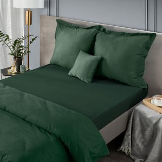 Prześcieradło satynowe bez gumki NOVA 160x210 Eurofirany butelkowy zielony