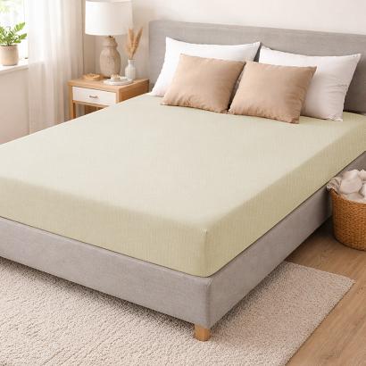 Prześcieradło jersey z gumką 120x200 kremowe