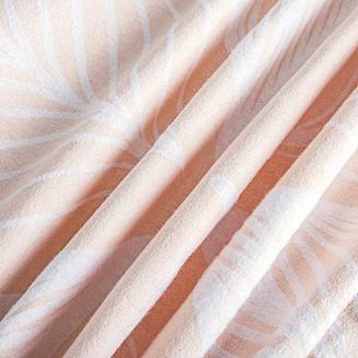 Pościel flanelowa FLANELOVE 140x200 pudrowa w białe liście