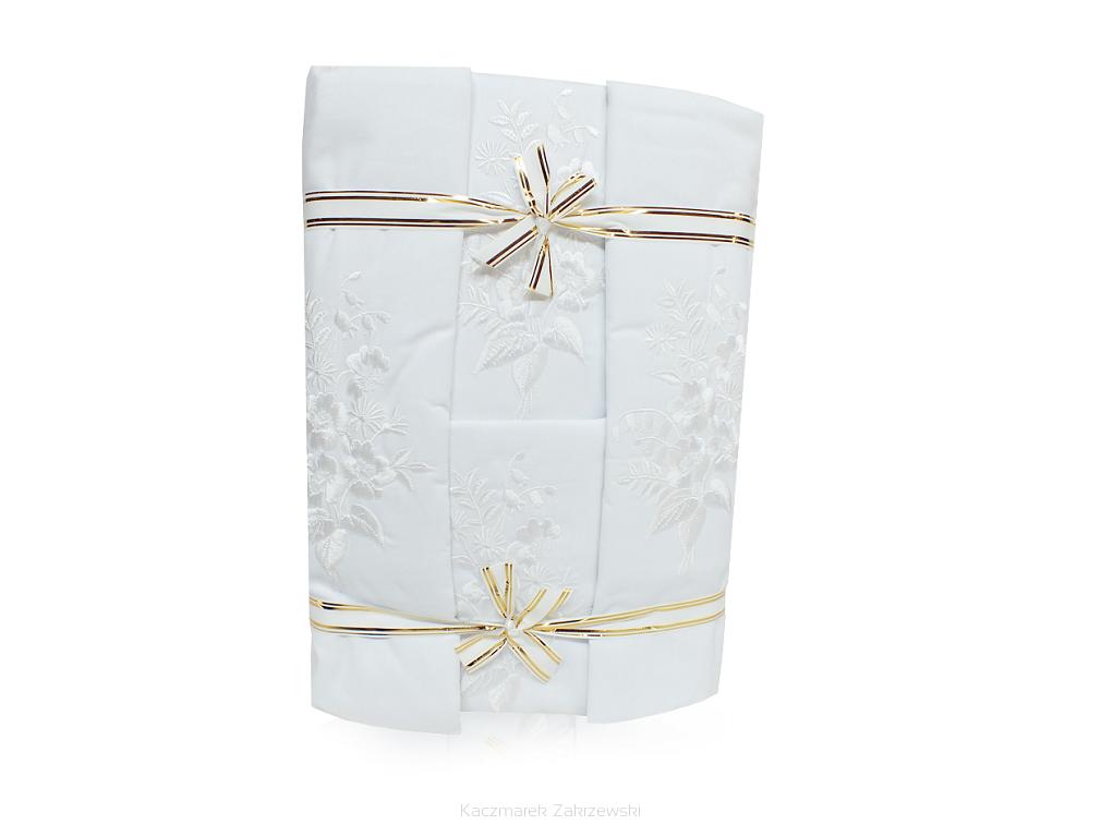 Pościel haftowana z prześcieradłem 200x220 biała