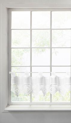 Firana gotowa na szelkach zazdrostka ISAAC 150x30 Eurofirany biała + koronka