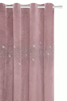 Pudrowa Zasłona Welurowa Z Kryształkami 140x250 Shiny